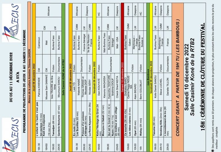 RECIS : Jusqu’au 11 Décembre 2022, la ville de Sya accueille les Rencontres Cinématographiques.